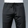 Pantalons pour hommes 2024 Printemps Été Jogger Hommes Mode Cordon Casual Tricoté Tissu Fileté Pied Mince Pantalon Mâle Marque