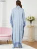 Dresses Abaya Muslim Women Tassel Batwing Sleeve Dress Turtleneck Casual Loose Oversized Irregular Hem Robe Moroccan Caftan Ramadan