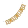 Party Decoration 1 Set Easter Banner Printing Burlap Garland Morot and Bunting Linen Flag Supplies For