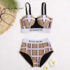 Designer Hot Sell Bikini Woman Sense Beach Swim Wear Summer Swim Suit Sexig Sling Strap Bur Design Mönster Plaid Swimsuit Högkvalitativ Womens Bathers Suits 704