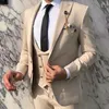 Herrdräkter beige anpassad smal passform för bröllop 3-stycken italiensk stil brudgummen smoking affärsformell kostym 2024