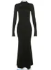 LAXSESU 등이없는 섹시한 맥시 드레스 여자 긴 슬리브 바디콘 블랙 가을 드레스 우아한 파티 이브닝 ​​드레스를위한 240304