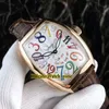 New Crazy Hours 8880 CH 5NE Color Dreams Automatic White Dial Mens Watch Rose Gold Case Leather Strap Gents Sport Watches236S