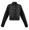 Черно-синяя джинсовая куртка с длинным рукавом для женщин, модное короткое джинсовое пальто, уличная повседневная женская одежда, S-XL, Прямая поставка 240304