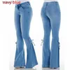 Women's Jeans Plus Size Jeans Stretchy Denim Waist Jean Oversized Long Flare Pants Light Blue Wide Leg Trousers 240304