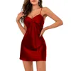 Women's Sleepwear Womens Babydoll Lingerie Satin Chemise Nightgown V-Neck Full Slips Sleep Dress Sexy Nightwear