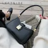 LEFTSIDE Shoulder Bags For Women Solid Color PU Leather Trend Lock Handbags Small Purse Hand Lady Designer Zipper Clutch 240227