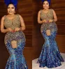 2024Plus Size Arabisch Aso Ebi Luxuriöse Spitze Meerjungfrau Ballkleider Spaghetti Pailletten Abend Formale Party Zweite Empfangskleider Kleid