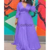 Robes décontractées de base Robes Maxi d'anniversaire pour femmes Robe plissée de fête à manches longues taille haute robe en mousseline de soie élégante en gros livraison directe Y0118 240304