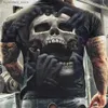 T-shirts voor heren Vintage Horror Skull 3D-print Heren T-shirt Zomer Klassiek Casual O-hals Korte mouw Mode Losse oversized tops T-shirt heren L240304