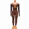 Stadiumkleding sexy luipaard zwarte strass jumpsuit verjaardag vieren dans stretch outfit prom zanger bodysuit Poshoot collectie