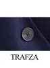 Trafza Womens Casual Blazer Business Office Suit Navy High midja Slim Wedding Dress Tuxedo Party Pants 2piece Set 240226