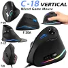 Souris pour ZELOTES souris de jeu verticale souris Rechargeable 10000DPI souris de joueur ergonomique réglable USB filaire souris optique rvb