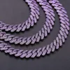 18mm Hiphop Moissanite Cuban Link Chain Gold Plated 925 Sterling Silver Custom Color Iced Out Purple VVS Moissanite Cuban Chain