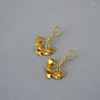 Boucles D'Oreilles Pendantes Littérature Et Art Français Couche Par Couche : Feuille De Ginkgo Laiton Plaqué Or Vieil Petit Style Unique Pour