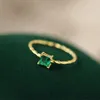 Klusterringar Simple 14k Gold Square Emerald Full Diamond Par Ring For Women Authentic Sterling Silver Jubileumsgåva Smycken