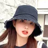 Berets Mode Frauen Denim Stil Vintage Fransen Rand Eimer Hut Weibliche Koreanische Sonnencreme Fischer Kappe Outdoor Reise Strand Sonne