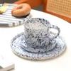 Tassen Untertassen Bunte Keramiktasse mit Untertasse Kaffee- und Home-Office-Teetasse koreanischer Teller