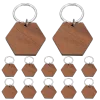 Étiquettes en gros 20 pièces hexagone vierge porte-clés en bois gravure porte-clés en bois nom d'identification personnalisé accessoires pour étiquette d'identification de chien de chat