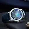 Wristwatches Forsining Mechanical Watches Fashion Rotating Starry Sky Luminous Dial Casual Leather Belt Automatic Mens Watch