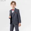 Trajes para niños chaqueta a cuadros azul pantalones bowtie 4pcs vestido de fiesta de piano ceremonia de la ceremonia del traje del niño del delantero