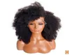 Afro Kinky Curly Peruka z głęboką częścią syntetyczne koronkowe peruki dla kobiet 180 Gęstość Krótkie mongolskie włosy koronkowe perug8797210
