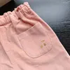 Calças pré-venda (envio no final de março) 2024 bp primavera bebê menina calças cereja bolso veludo bonito meninas arco roupas infantis
