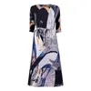 캐주얼 드레스 Cozok 2024 여름 인쇄 둥근 목주기 드레스 중간 소매 느슨한 스윙 올 매치 패션 WT718