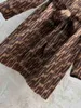 Базовые повседневные платья Дизайнерская женская классическая рубашка с принтом Платье-рубашка с тонкой талией и длинными рукавами Карманное облегающее платье-туника с принтом Топ f..ndi Brand Apparel a1 240304