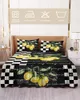 Gonna da letto Copriletto aderente elastico nero scozzese di frutta vintage fattoria con federe Coprimaterasso Set di biancheria da letto