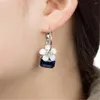 Orecchini pendenti Accessori per donna Personalità Strass Cristallo blu Fiore di ciliegio Regalo di anniversario Gioielli Pendiente Mujer