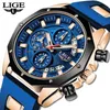LIGE mode hommes montres haut de gamme de luxe Silicone Sport montre hommes Quartz Date horloge étanche montre-bracelet chronographe 210804279f