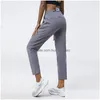 Pantaloni da corsa da donna Pantaloni sportivi larghi Pantaloni da jogging ad asciugatura rapida Tasca laterale Den Dstring Vita elastica Pantaloni sportivi da palestra per yoga Drop D Dho7O