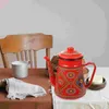 Dinnerware Sets Outdoor Water Kettle Camping Coffee Pot Enamel Heating Home Supply