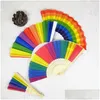 Inne świąteczne zapasy imprezowe Rainbow Hand Hand Holding Fan Silk Vintage Style Design Fani 831 Drop dostawa dom DH5FN DH5FN