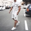 Men Summer Outfits 2 Piece Sets Fashion Short Sleeve Muscle Tee Shirts And Shorts Beach Set Sports Tracksuit For Men 240229