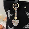 Porte-clés femmes multicolore plein strass cristal bracelet en cuir sac pendentif à breloque porte-clés voiture porte-clés anneau bijoux de mode