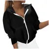 Felpe con cappuccio da donna Maglione in morbido pile Giacche da donna Cappotto solido Giacca con cerniera Cappotti a maniche lunghe con cappuccio Zip casual