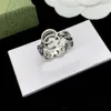 Argent vintage, double lettre classique, bague, mode, personnalité, simplicité, bague de créateur, taille 6#7#8#, 3 tailles peuvent être choisies, haute qualité avec boîte