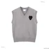 Ami Hoodie Amis Vest Sleeveless Sweater V Neck Paris Fashion Knit Jumper High Street Sweat Winter AM I Heart Coeur Love Jacquard Amisweater Amis Paris 740