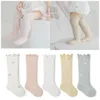 4 pares de calcetines suaves y lindos para niños hasta la rodilla, calcetines suaves transpirables de malla de algodón para bebés y niñas, calcetines largos para bebés nacidos, traje para 0-3 años 240226