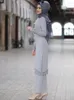 Ubranie etniczne 2-częściowe muzułmańskie top i spodnie kobiety Turcja Split Abayas sukienki Ramadan Marokańczycy Kaftan Islamskie zestawy M-4xl