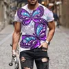 Mannen T-shirts Shirt Korte Mouw Tops Mode Vlinder Print 3d Zomer Casual Straat Oversized O Hals Mannen T-shirt heren Kleding