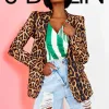 Blazers estilo europeu leopardo mulher casaco senhora do escritório feminino blazer primavera outono mulher ternos plus size terno blazer