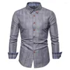 Mens Casual Shirts White Plaid Dress Slim Fit Long Sleeve Button Down Fashion Men Work Business Brand Shirt Chemise Homme