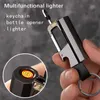 Lighters Innovative KeyChain Bottle Opener Portable Metal Light USB Laddning Tungsten Ignite Windproof Light Mens Gift Outdoor Q240305