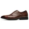 Oxford Shoes Men PU Spliced Low Heel Lacing Classic Business Formal Men Shoes E6021