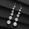 Kolczyki Dangle Luksusowe słodkie długie nieregularne frędzle okrągły kropla dla kobiet cyrkon CZ Crystal Earring Oświadczenie E1143