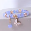 Strand Candy Gum Butterfly Crystals Women Bransoletki Bransoletki dla dziewcząt Krawicie