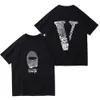 2024 Summer Designer Vlones Devil V Mens T Shirt High Street Hip-Hop Printing Loose European and American Tops S-3xl Vlones Clothes Tshirts Black Shirts On Popular